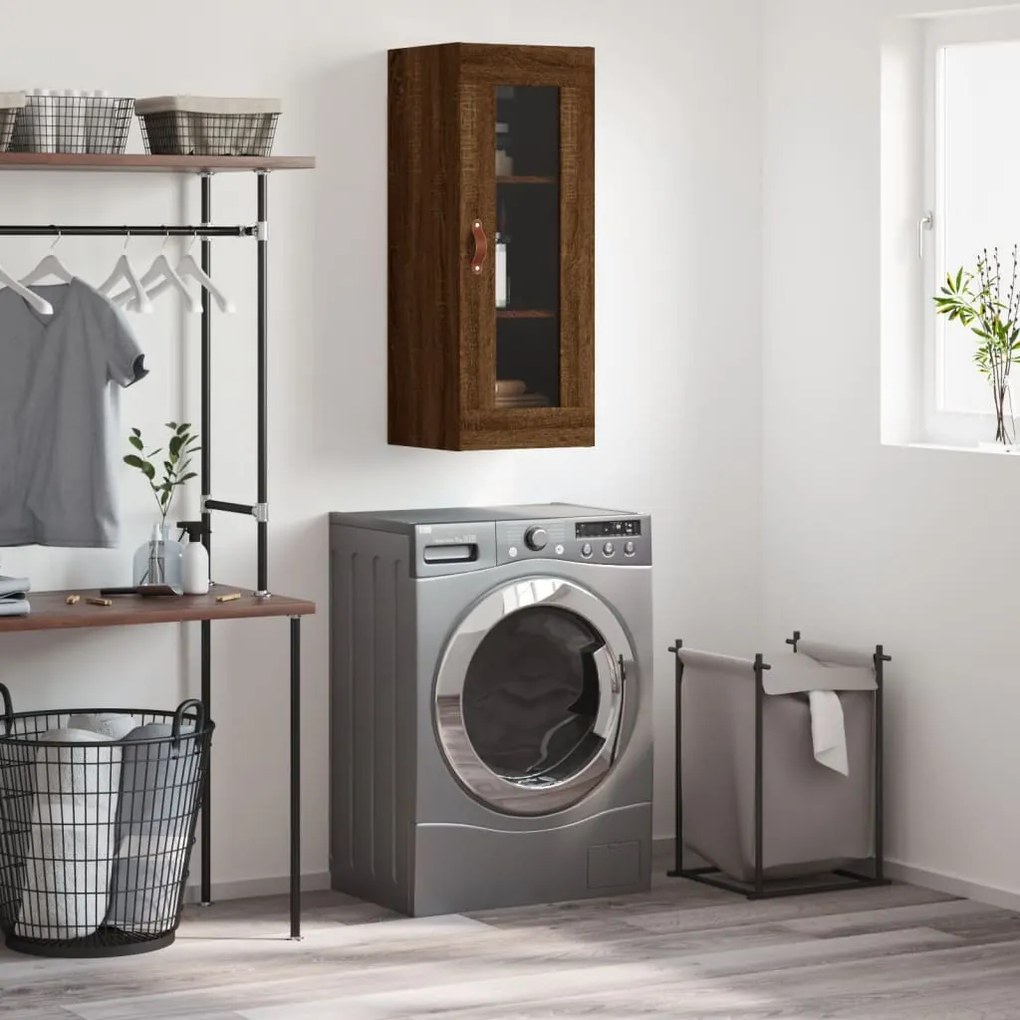 Mobile A Parete Rovere Marrone 34,5x34x90 Cm /