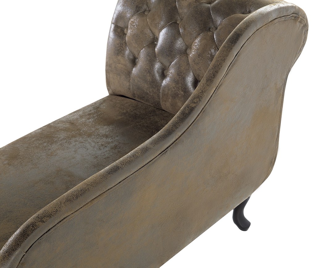 Chaise longue vintage sinistra in pelle sintetica marrone NIMES Beliani