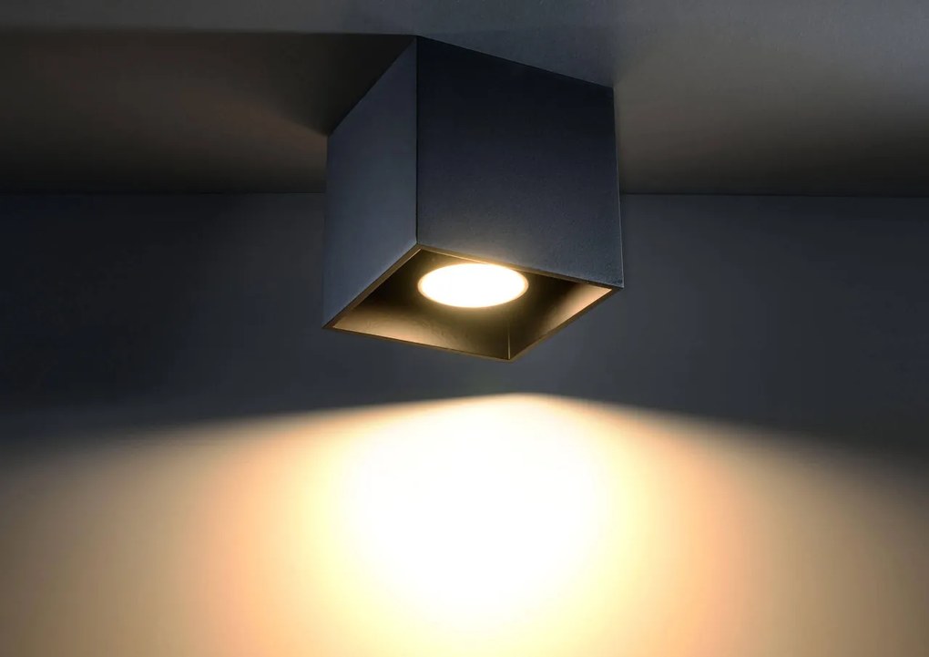Plafoniera da Soffitto in Alluminio QUAD 1 GU10 Nera da Interno