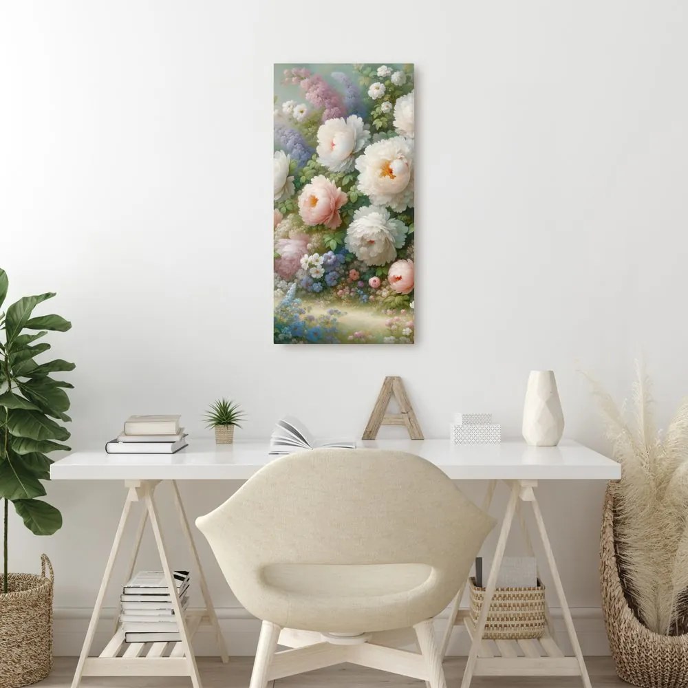 Quadro su tela – Peonie romantiche in un prato fiorito
