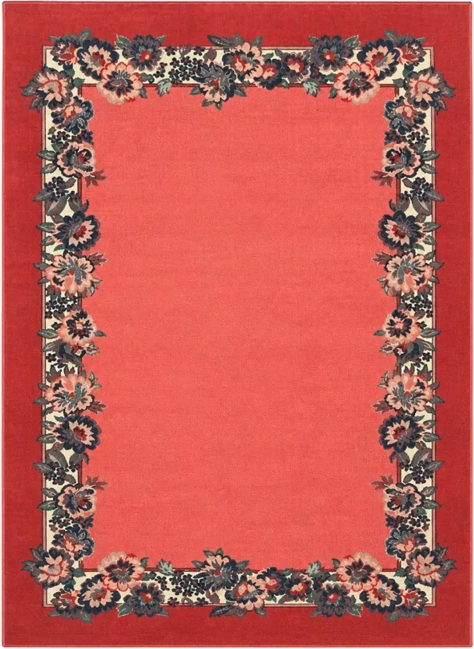 Tappeto Moderno Fashion Rosa Antico con Cornice Floreale 170x225 cm in Dralon Antimacchia