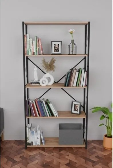 Libreria 5 Ripiani Stile Industrial 88x34x180 Jacob Rovere