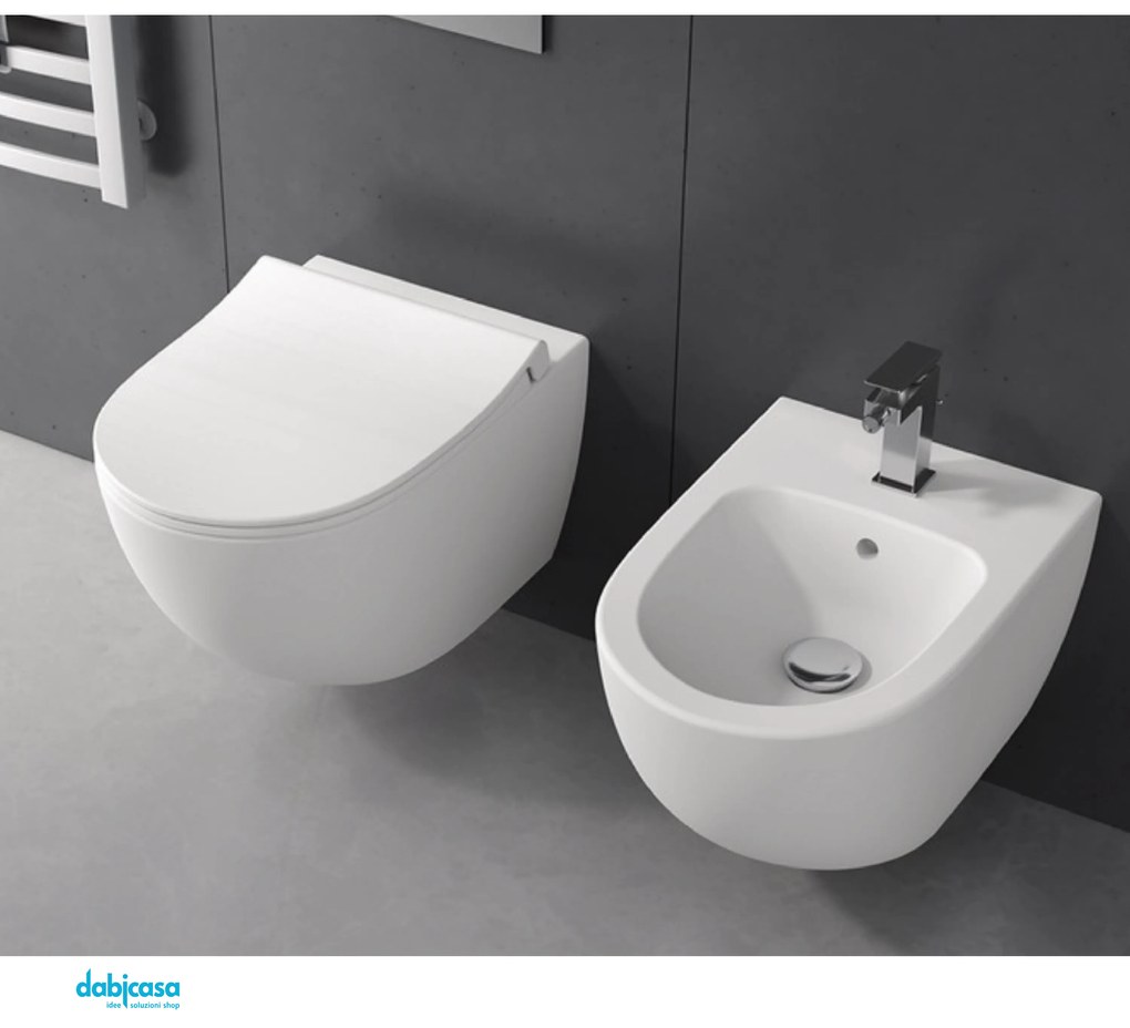 Vitra "Sento" Coppia Di Sanitari Sospesi Bianco Opaco Senza Brida