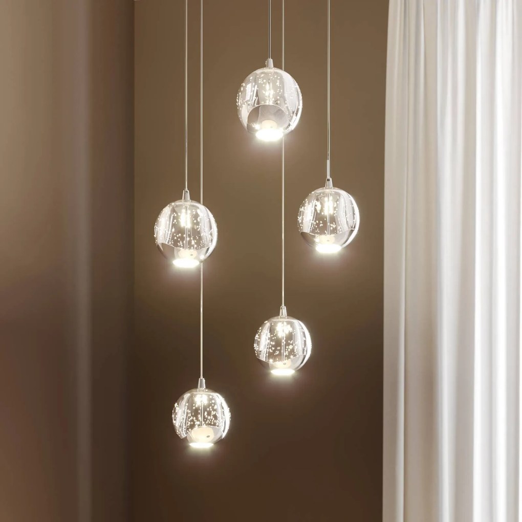 Lampada a sospensione in vetro Hayley Lucande, Chiaro / Trasparente, Soggiorno / Sala da pranzo, Vetro, Moderno, Lampada a sospensione