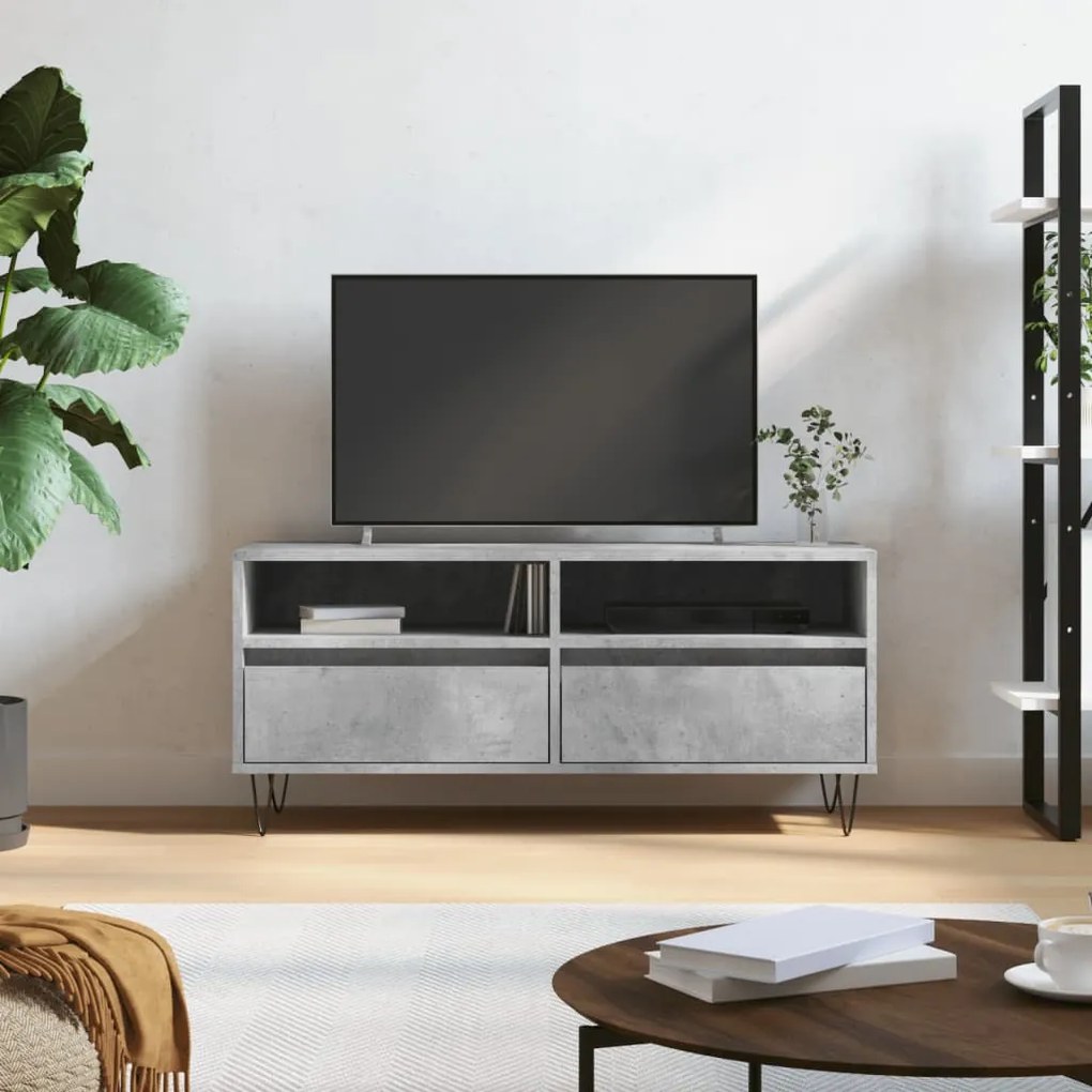 Mobile Per Tv Grigio Cemento 100x34,5x44,5 Cm Legno Multistrato /