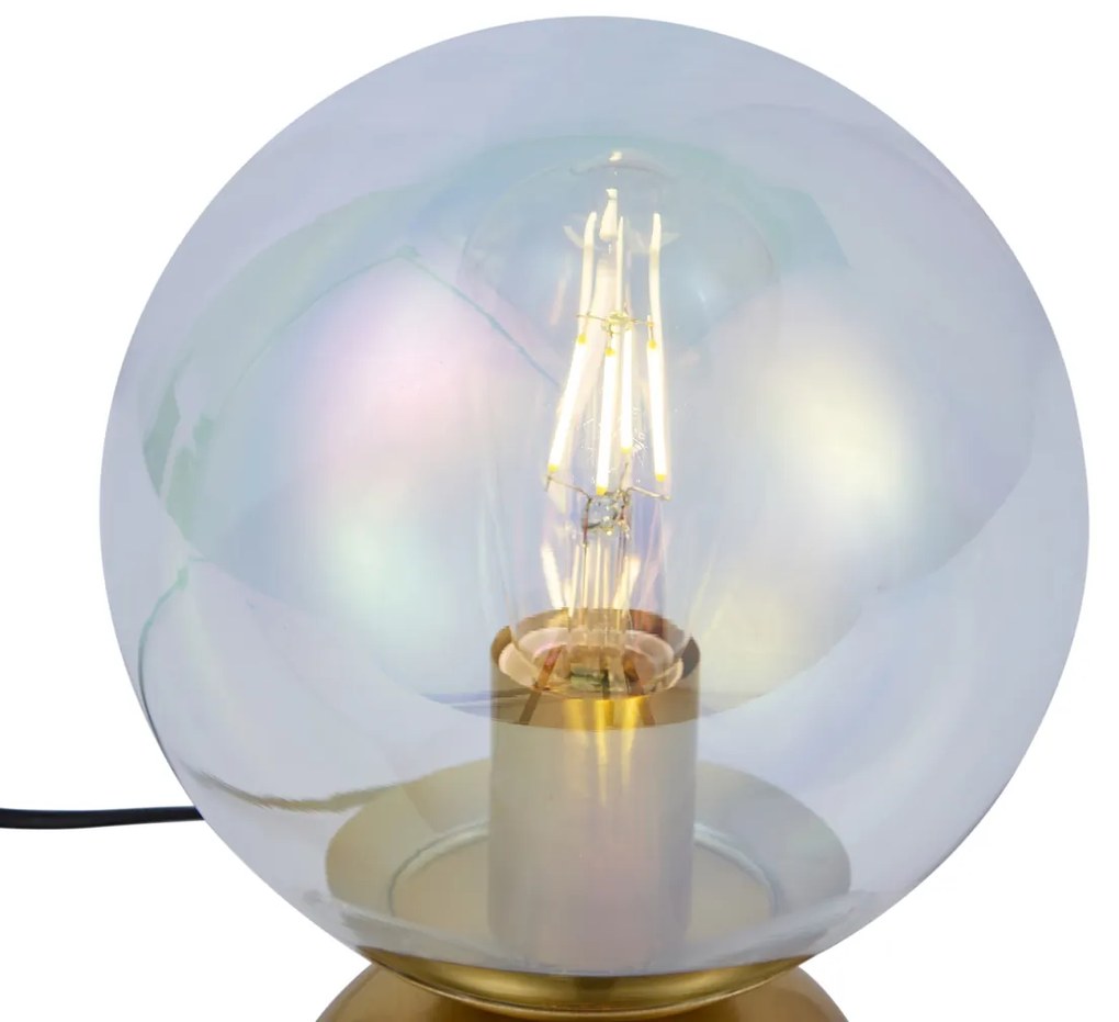 Lampada da tavolo Art Déco ottone con vetro fumé arcobaleno - Pallon
