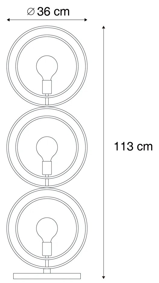 Lampada da terra moderna nera a 3 luci - Indu