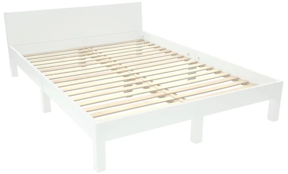 Letto matrimoniale bianco in legno di faggio con griglia 160x200 cm Dabi - Ragaba
