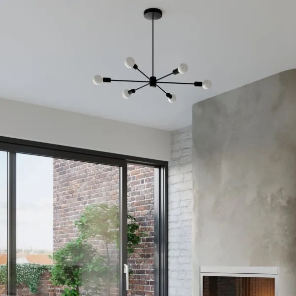 Sollux SL.1021 - Lampadario su palo LANGO 3xE27/60W/230V nero