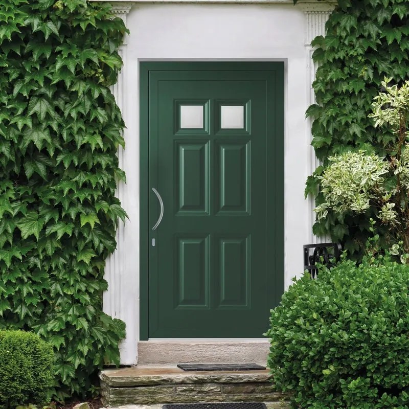 Portoncino d'ingresso Classic4 L 90 x H 210 cm in alluminio verde, apertura spingere a destra