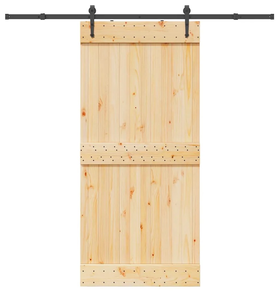 Porta Scorrevole Con Set Hardware 95x210 Cm Legno Massello Pino /