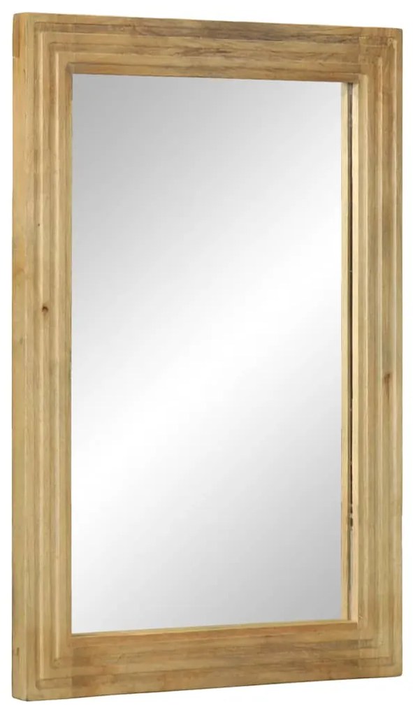 Specchio Da Bagno Marrone 50x70x3 Cm İn Legno Massello Di Mango /