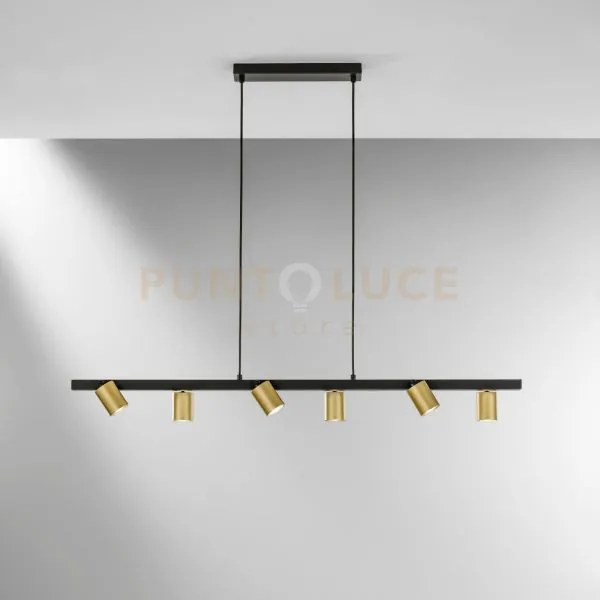 Lampadario a sospensione nizza nera e oro 6 luci attacco gu10 110x1...