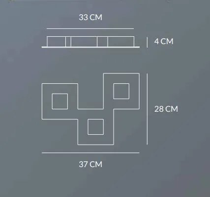 Squares plafoniera 20w 980lm 3000k ip20