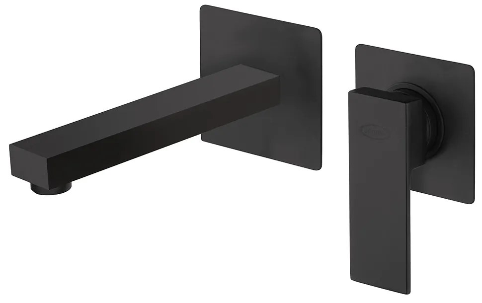 Miscelatore a muro per lavabo nero opaco Jacuzzi Rubinetteria serie Twinkle