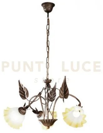 Lampadario tristano marrone 3 luci attacco e14 d. 60x80cm in metall...