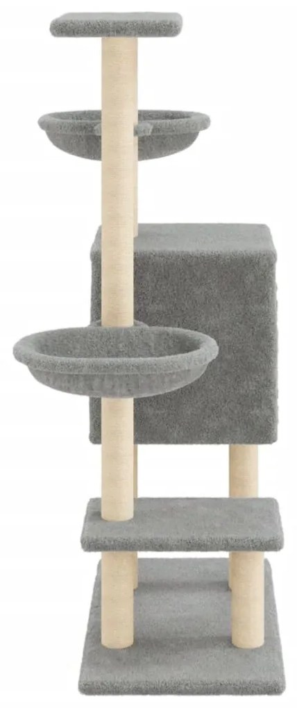 Albero per gatti con tiragraffi in sisal grigio chiaro 117 cm