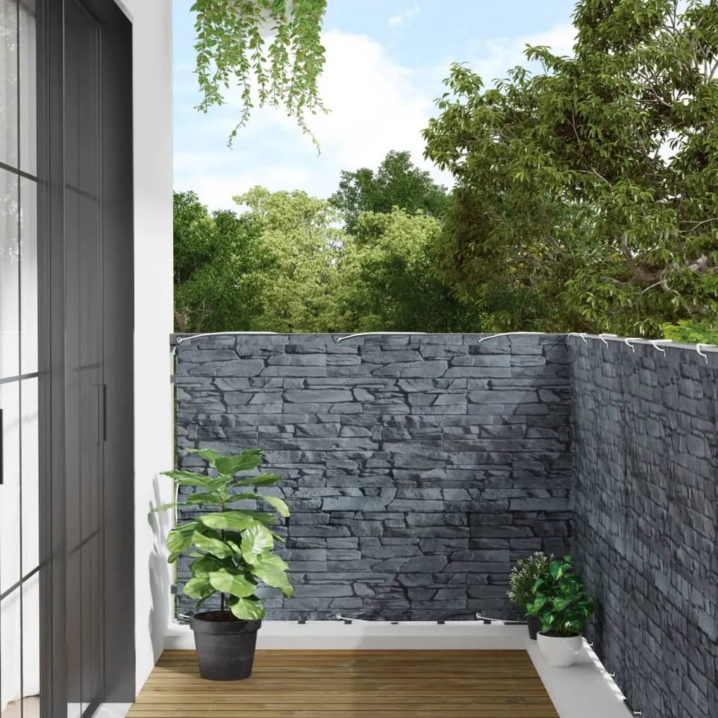 Paravento Da Balcone Con Aspetto Pietra Grigio 600x120 Cm Pvc /