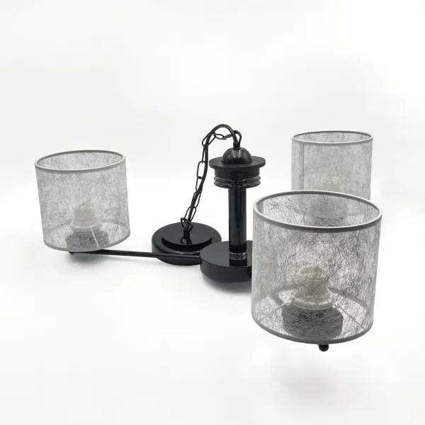 Lampadario a catena ROSA 3xE27/60W/230V nero/grigio