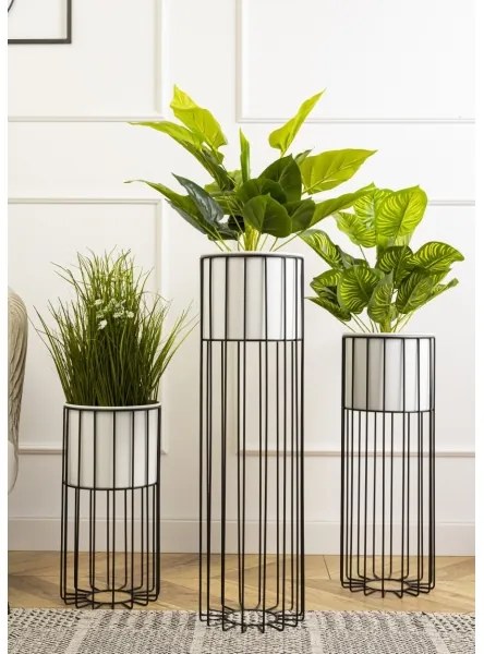 Vaso da fiori in metallo LOFT 55x20 cm nero/bianco