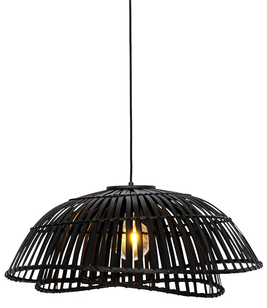 Lampada a sospensione orientale bambù nero 62 cm - Pua