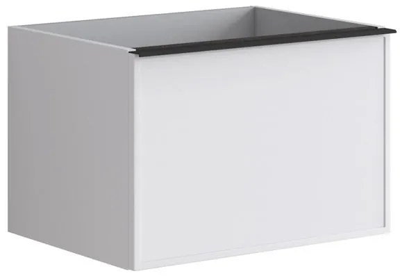 Mobile da bagno sotto lavabo Pixel frame bianco e maniglia alluminio nero laccato L 60 x H 40 x P 45.5 cm 2 cassetti, lavabo non incluso