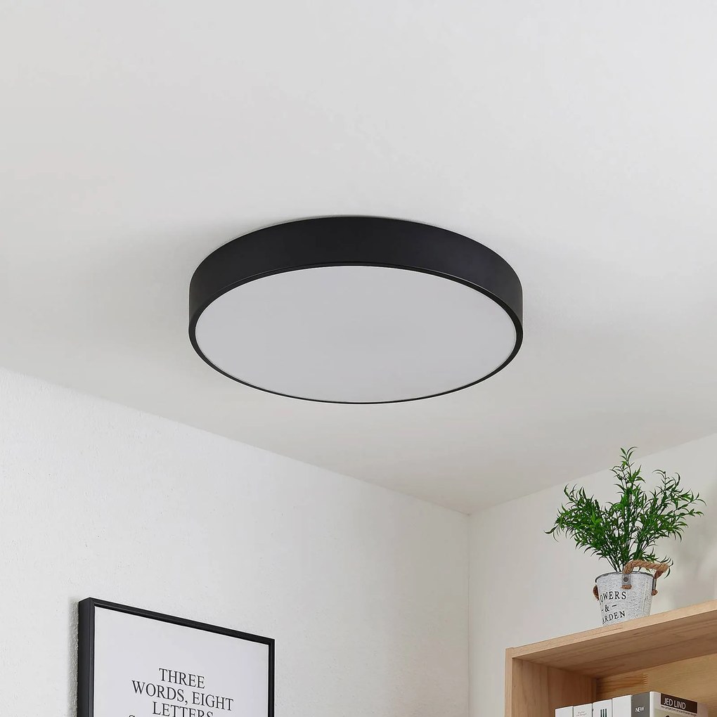 Plafoniera a LED Simera Lindby, dimmerabile, Nero, Soggiorno / Sala da pranzo, Plastica, Moderno, Plafoniera LED