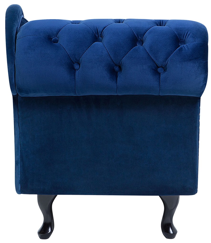 Chaise longue sinistra in velluto blu NIMES Beliani
