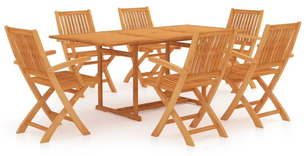 Set da pranzo da giardino 7 pz in legno massello di teak