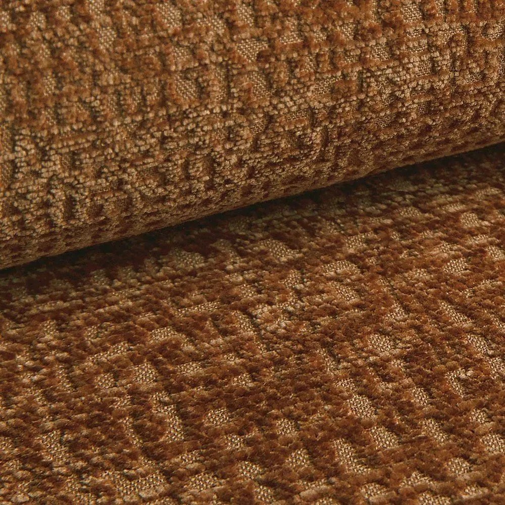 Divano angolare arancione allungabile/con contenitore (con penisola a destra) Kalena – Makamii