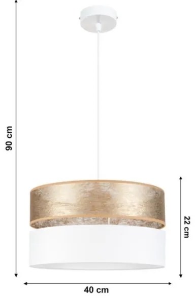 Lampadario su filo LIMA 1xE27/60W/230V bianco/dorato