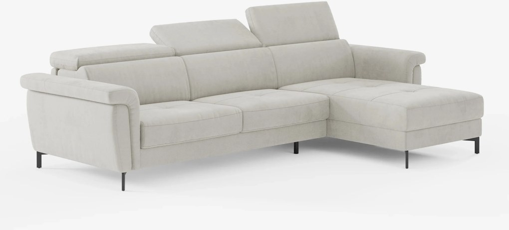 Capri Divano letto angolare con penisola contenitore e poggiatesta reclinabili - elegante tessuto smacchiabile T30