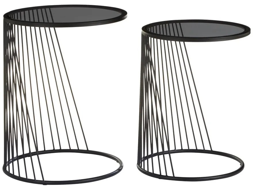 Tavolini da salotto rotondi con piano in vetro in set di 2 pezzi Trento - Premier Housewares