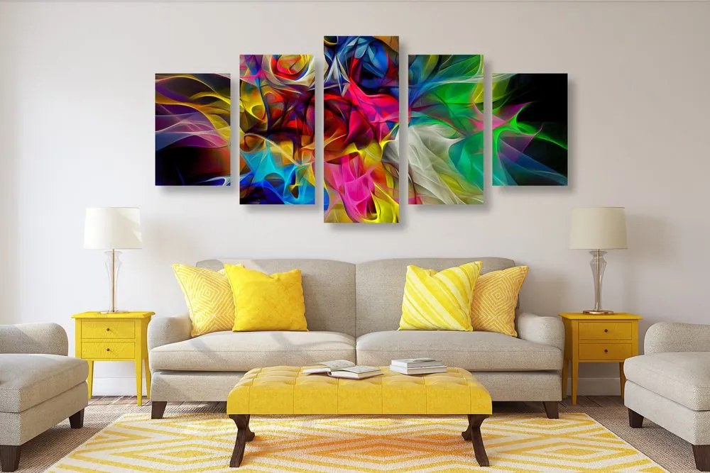 Quadri 5 pezzi – Caos colorato astratto