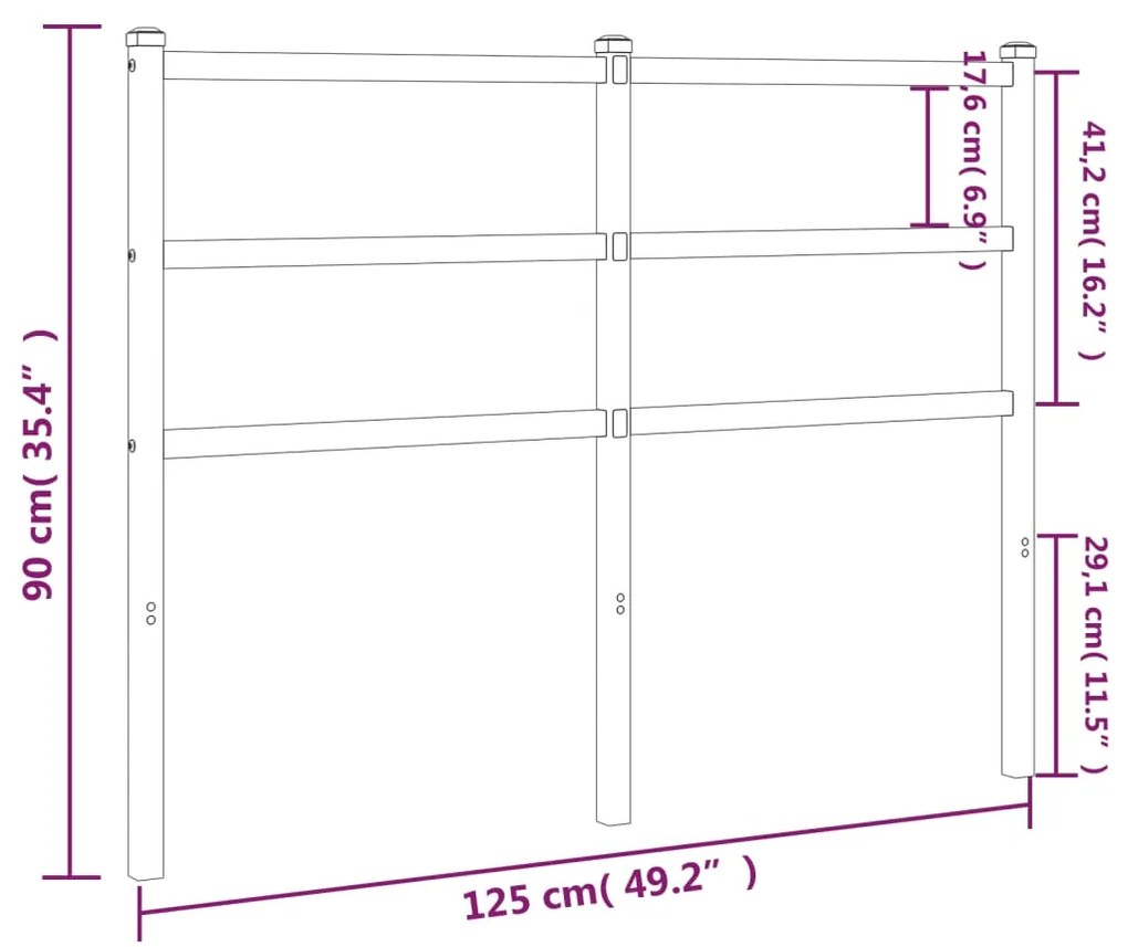 Testiera in metallo bianco 120 cm