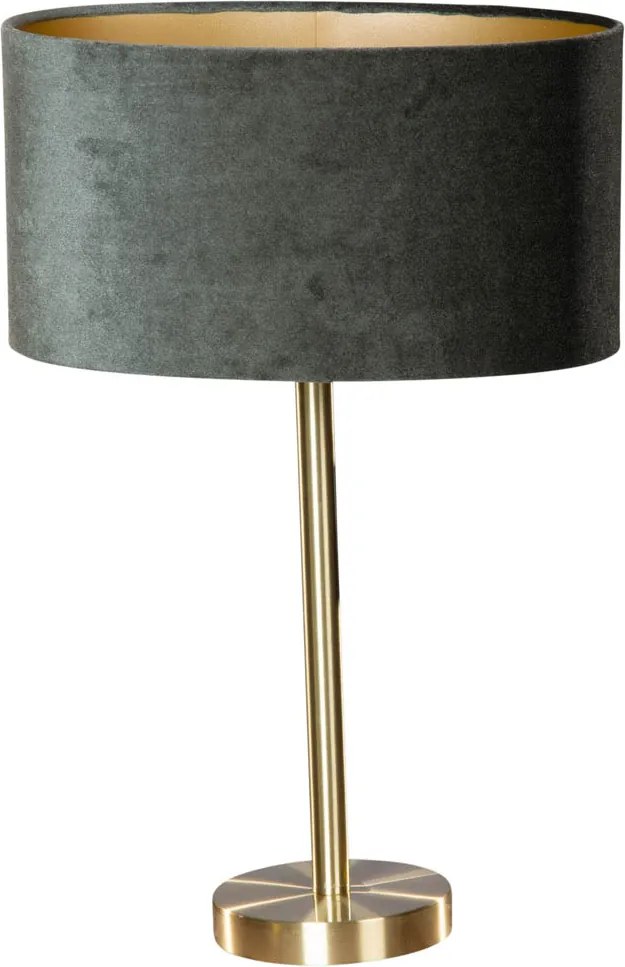 Lampada da Tavolo Ottone con Paralume in Velluto Verde Ovale 35cm - Simplo