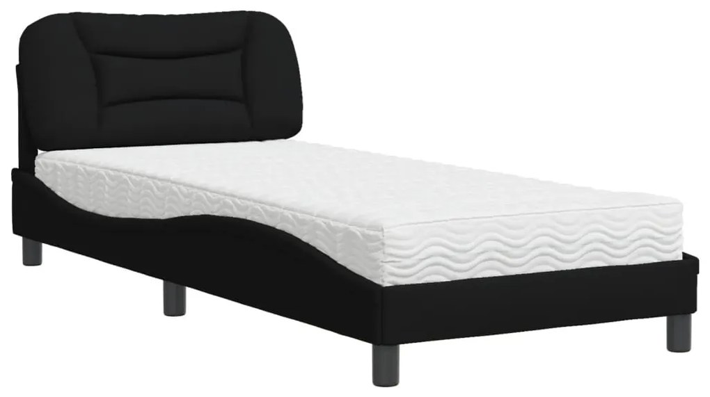 Letto con materasso nero 90x190 cm in tessuto