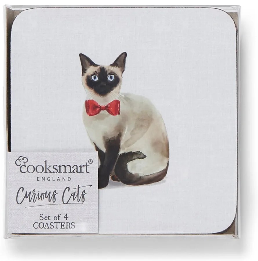 Set di 4 sottobicchieri blu con Curious Cat - Cooksmart ®