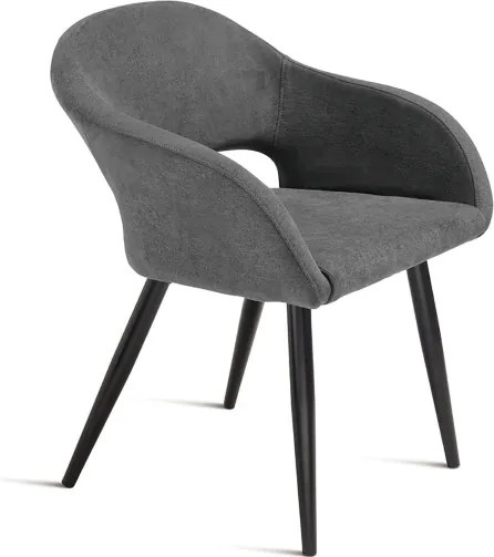 Sedia imbottita in tessuto Antracite con struttura in metallo WEST 2 sedie