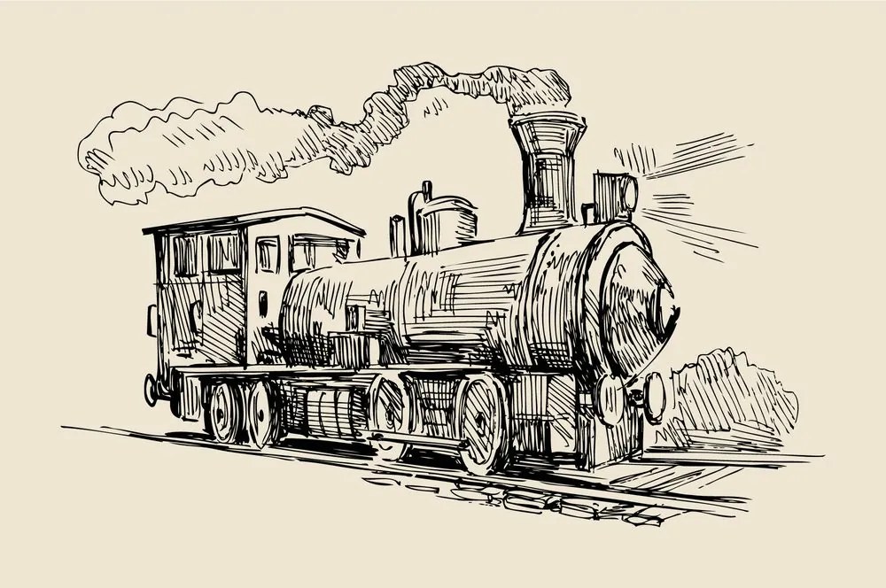 Carta da parati autoadesiva – Treno in stile retrò