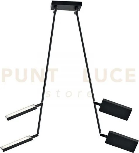 Plafoniera led book nera 36w 3640lm 3000k 15-200x85cm orientabile