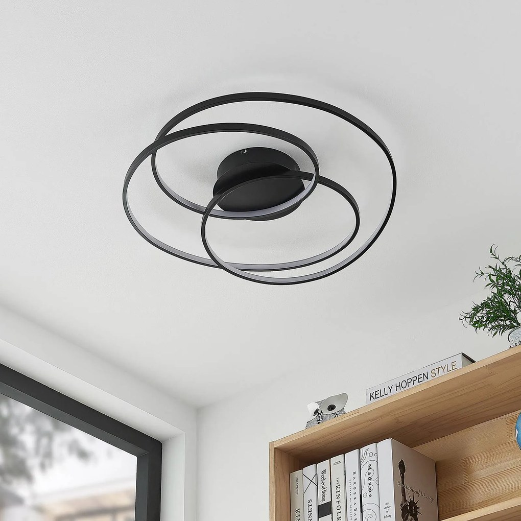 Plafoniera a LED Kateryna Lindby, dimmerabile, Nero, Soggiorno / Sala da pranzo, Moderno, Plafoniera LED
