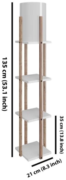 Lampada da terra con ripiani NORA 1xE27/40W/230V marrone/bianco