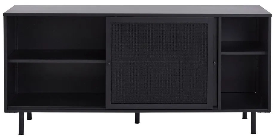 Cassettiera nera in metallo con ante scorrevoli 160x75x46 cm Veep – Unique Furniture