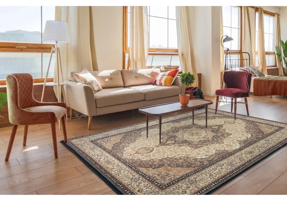 Tappeto in lana marrone chiaro 133x180 cm Charlotte - Agnella