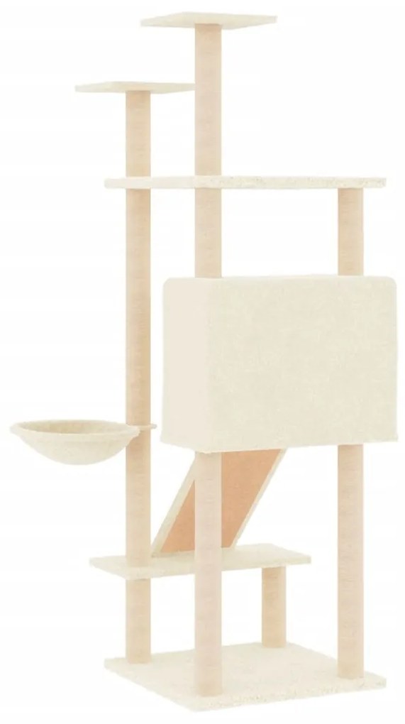 Albero per gatti con tiragraffi in sisal crema 153 cm