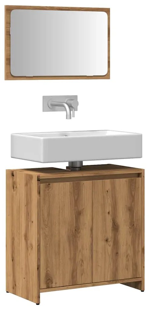 Set Mobili Da Bagno 2 Pz Rovere Artigianale Legno Multistrato /