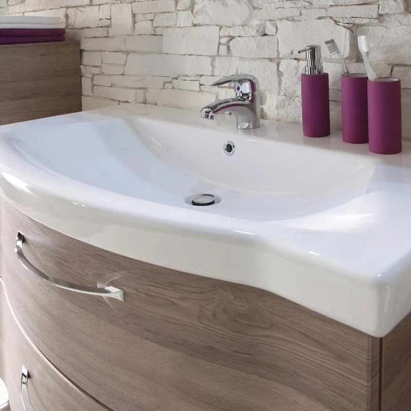 Lavabo d'appoggio rettangolare L 97 x H 6 x P 52 cm in ceramica bianco lucido