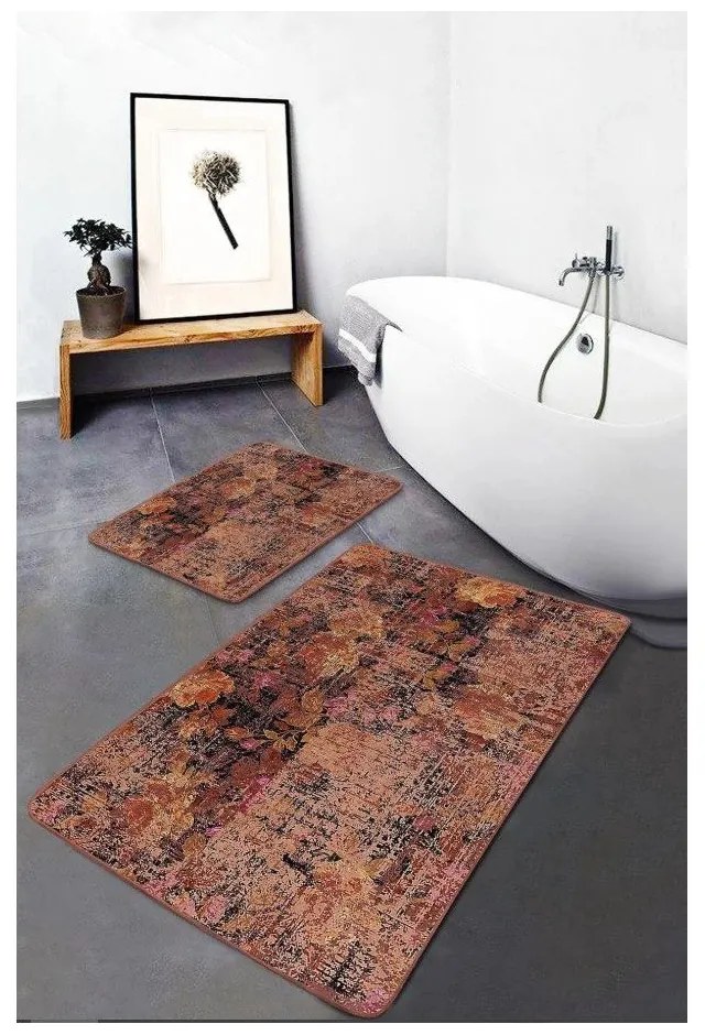 Set di tappetini per il bagno marroni in velluto 2 pz 60x100 cm – Mila Home