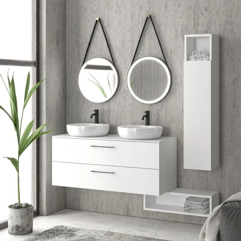 Mobile bagno 120cm con 2 cassetti e piano per lavabo appoggio EL-120P - KAMALU